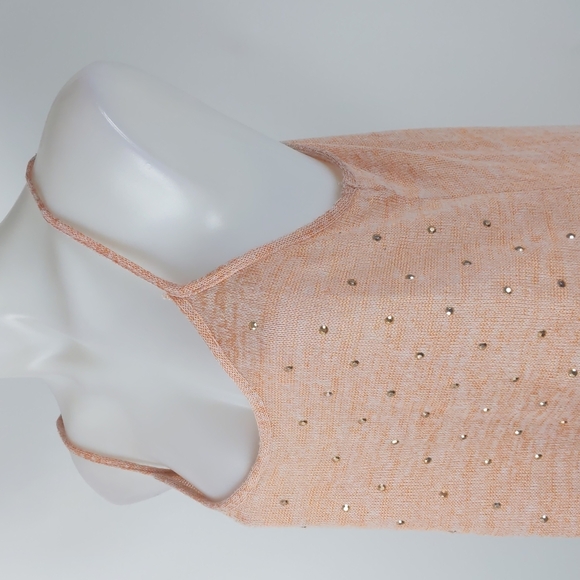 Crossroads Women's Top Size Large Orange Sleeveless Knit Round Hem Diamantes - Picture 7 of 14
